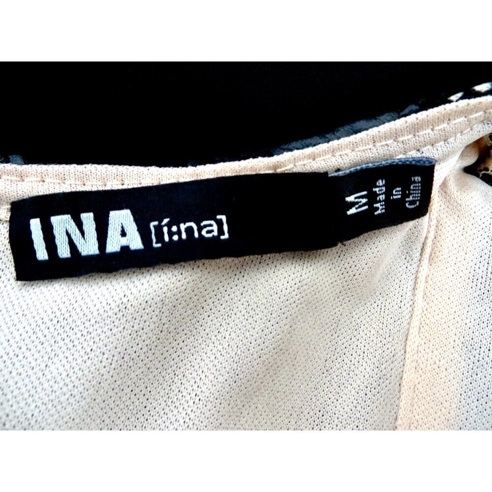 INA Hi Low Hem Cut Out Detail Maxi Dress Faux leather with Lace Black SZ M - Picture 14 of 15